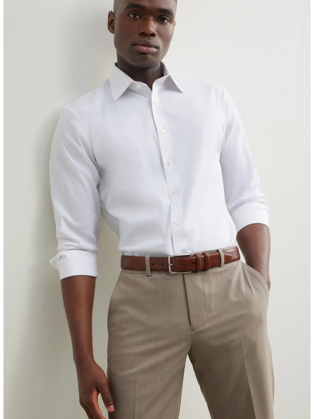 Nordstrom Trim Fit Solid Premium Performance Dress Shirt White 16 34-35
